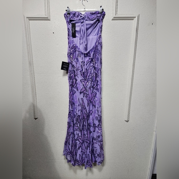 Lulus Shimmering Icon Lavender Sequin Lace-Up Strapless Maxi Dress M Party Prom - Picture 9 of 12